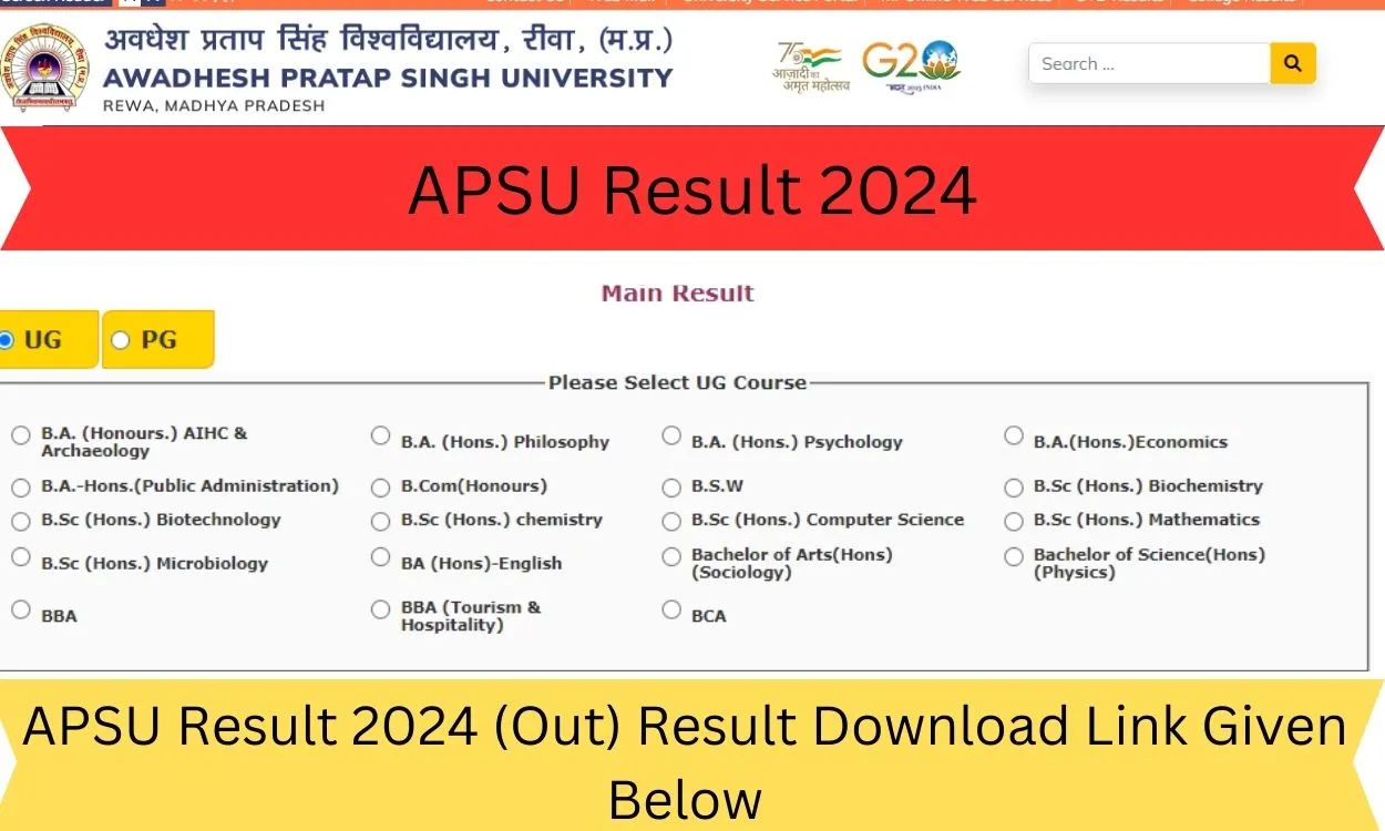 APSU Result 2024 (Out) Result Download Link Given Below