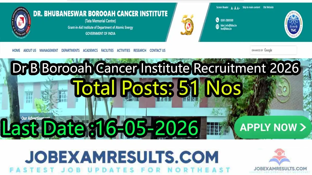 Dr B Borooah Cancer Institute Recruitment 2026: Apply 51 Posts