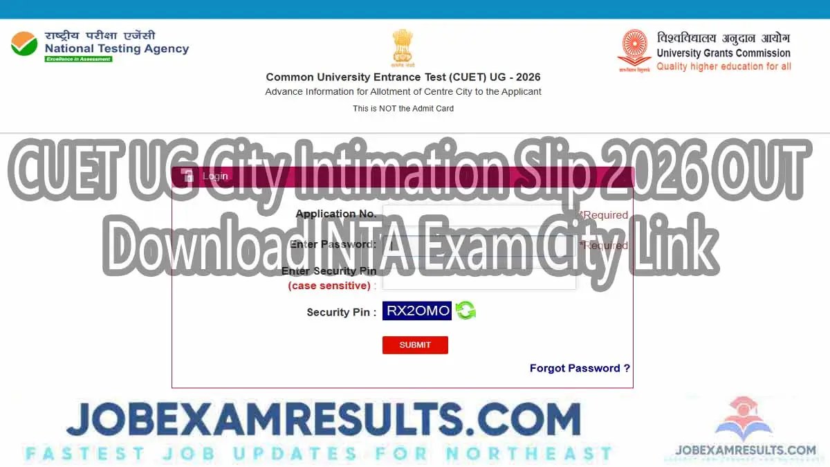 CUET UG City Intimation Slip 2026 OUT: Download NTA Exam City Link