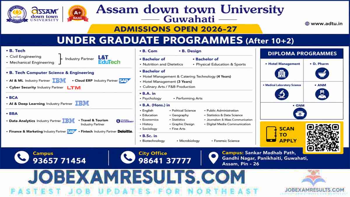 Assam Down Town University Admission 2026-27 | Apply for UG, PG & Diploma Courses